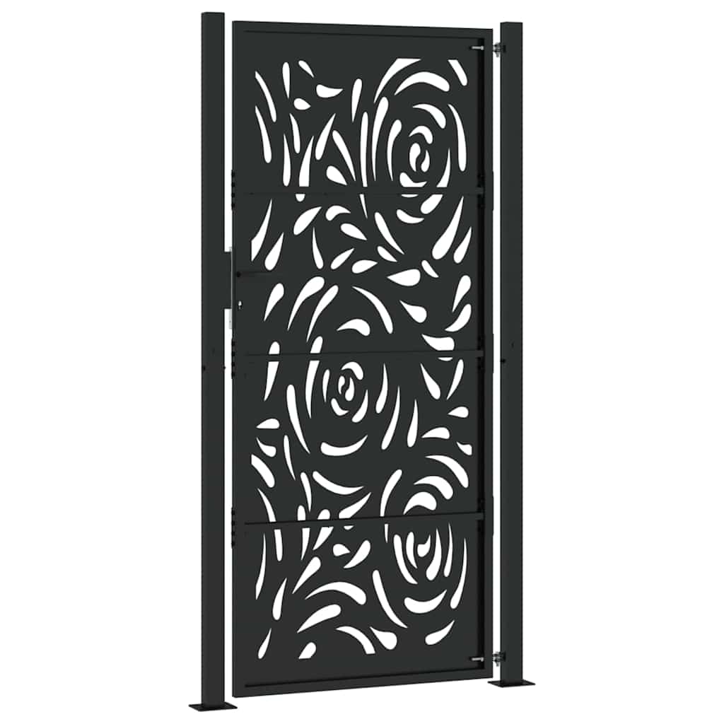 Hageport svart 100x200 cm stål flammedesign