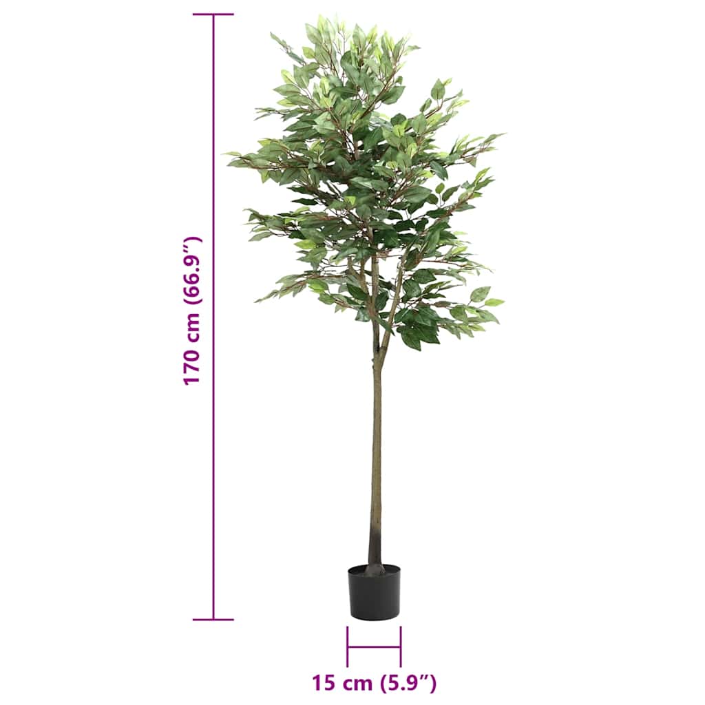 Kunstig fikentre 756 blader 170 cm grønn