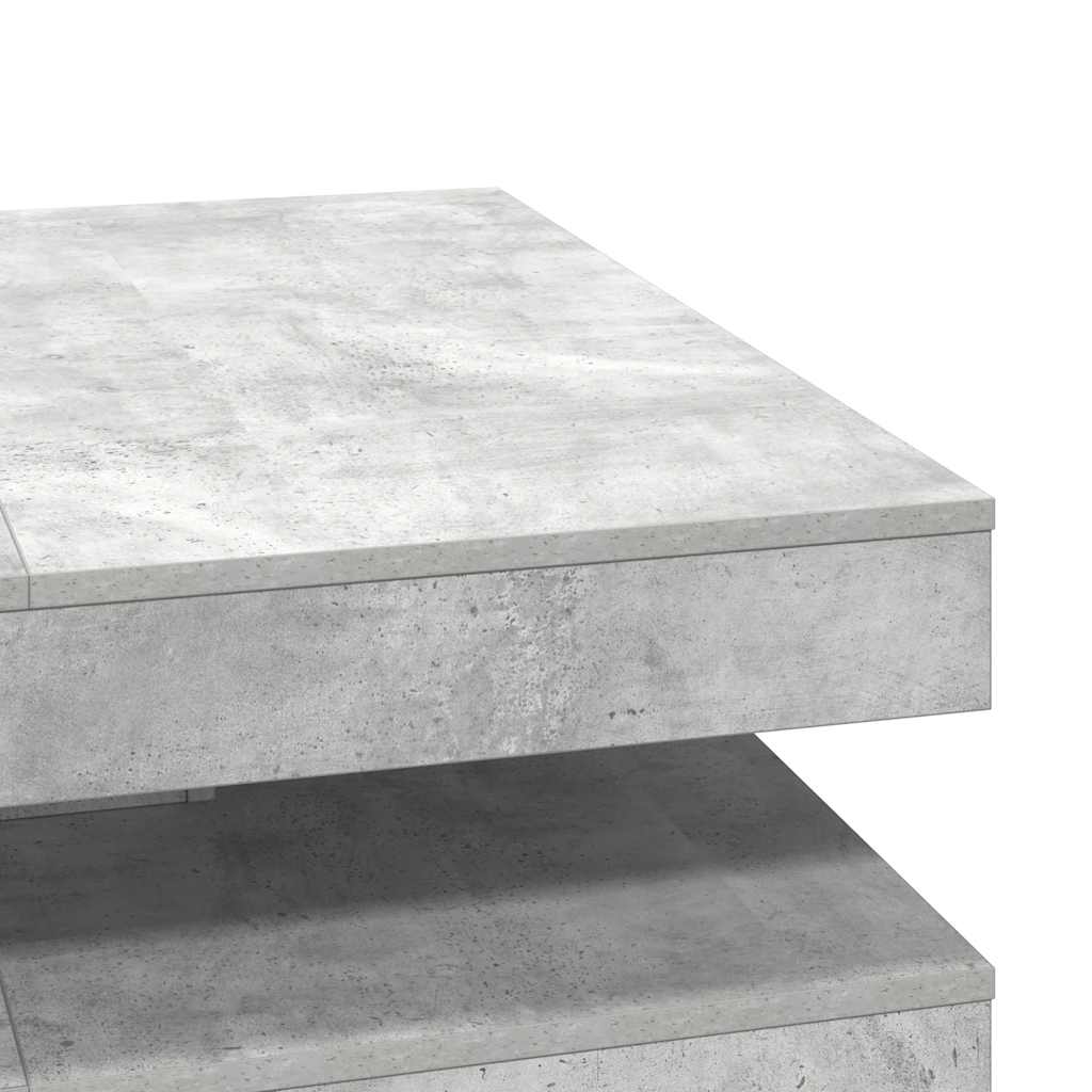 Salongbord 360-graders roterbart betonggrå 90x90x34,5 cm