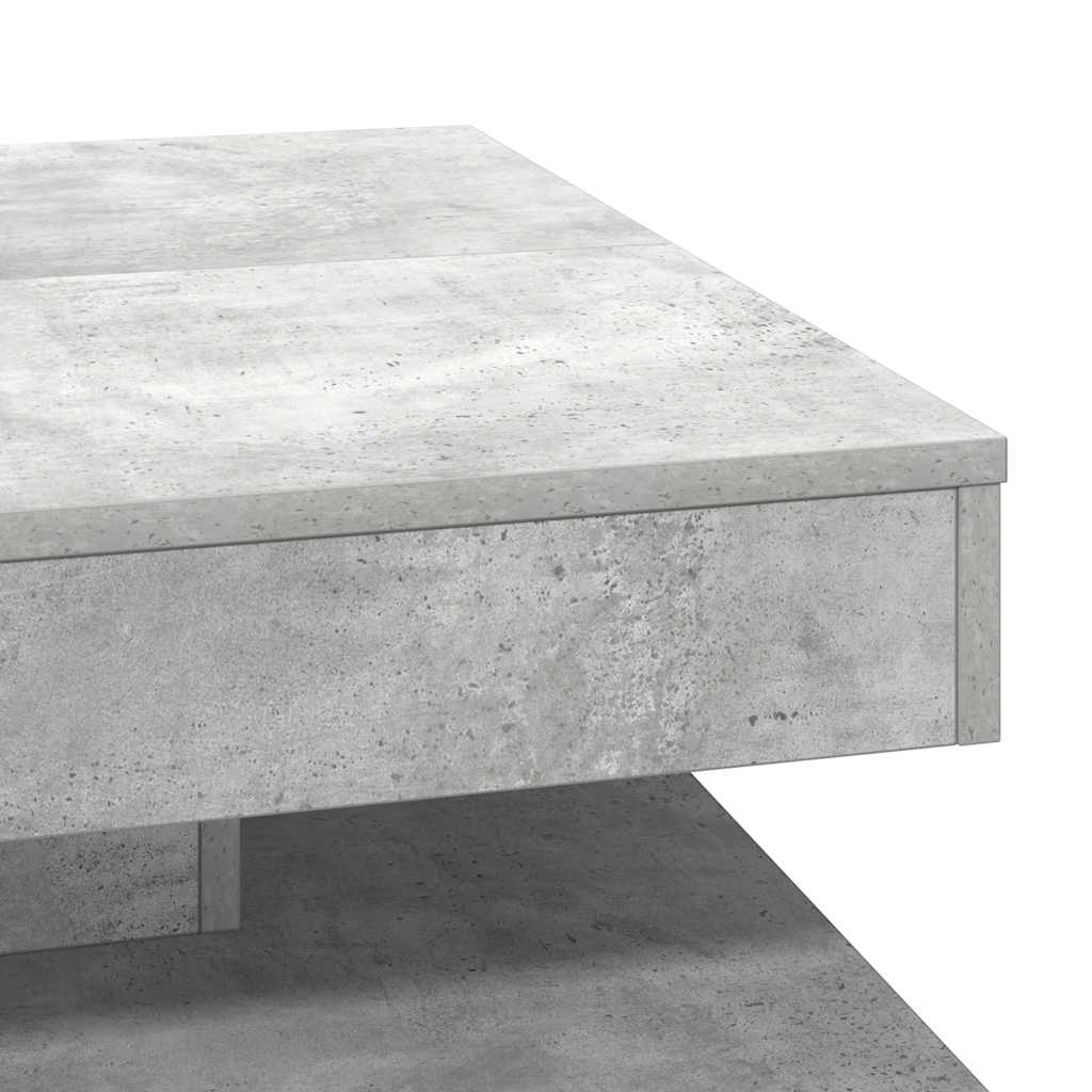 Salongbord 360-graders roterbart betonggrå 70x70x34,5 cm