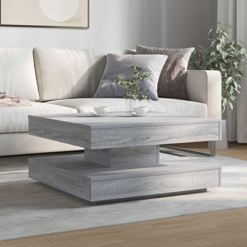 Salongbord 360-graders roterbart grå sonoma 70x70x34,5 cm