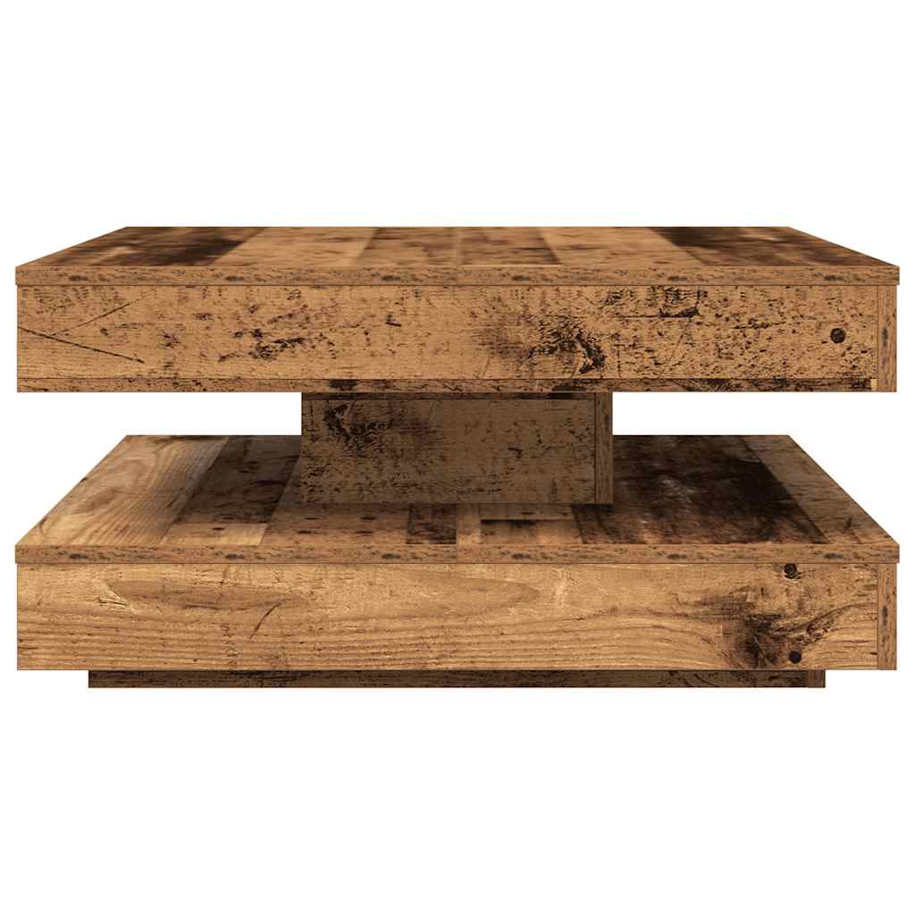 Salongbord 360-graders roterbart gammelt tre 70x70x34,5 cm
