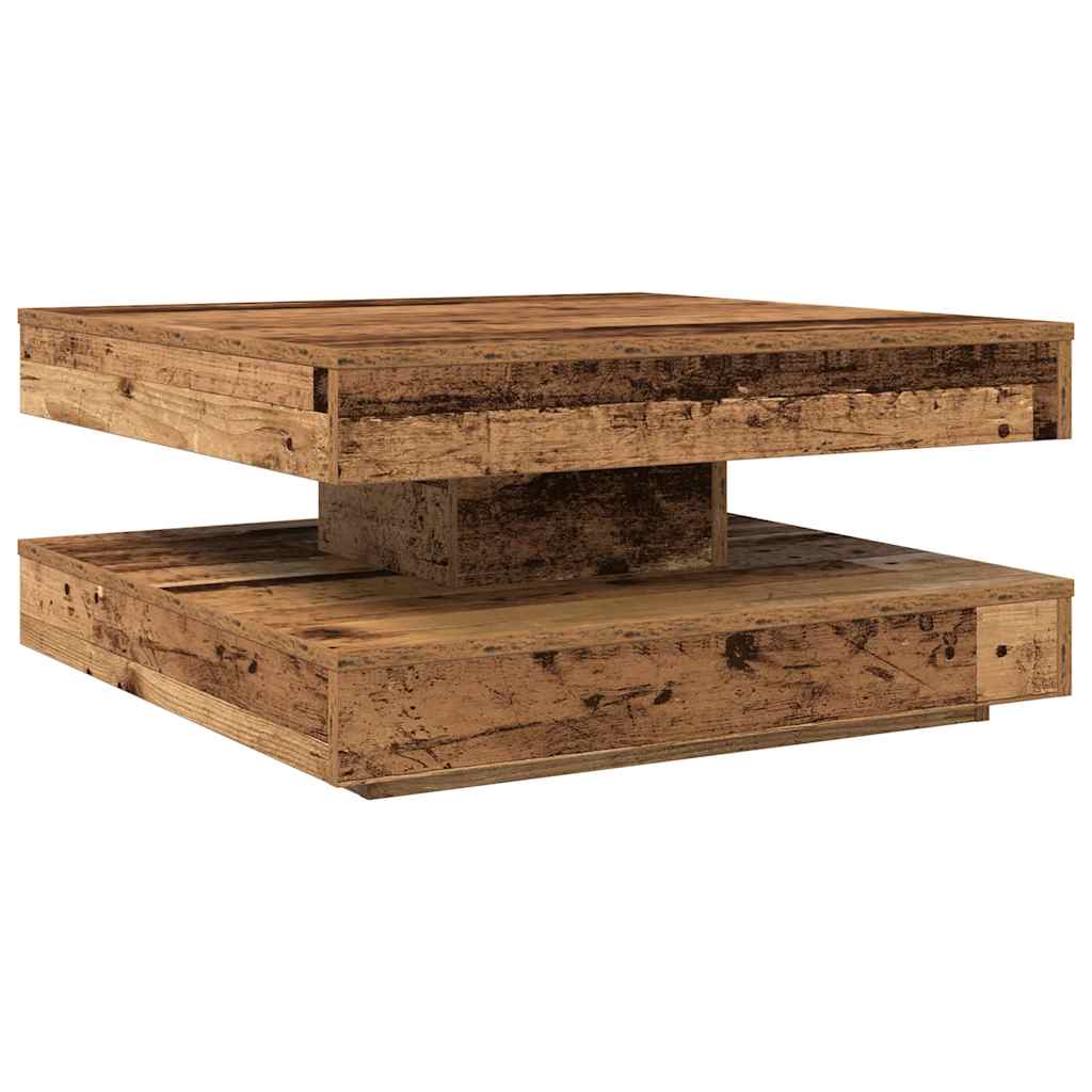 Salongbord 360-graders roterbart gammelt tre 70x70x34,5 cm