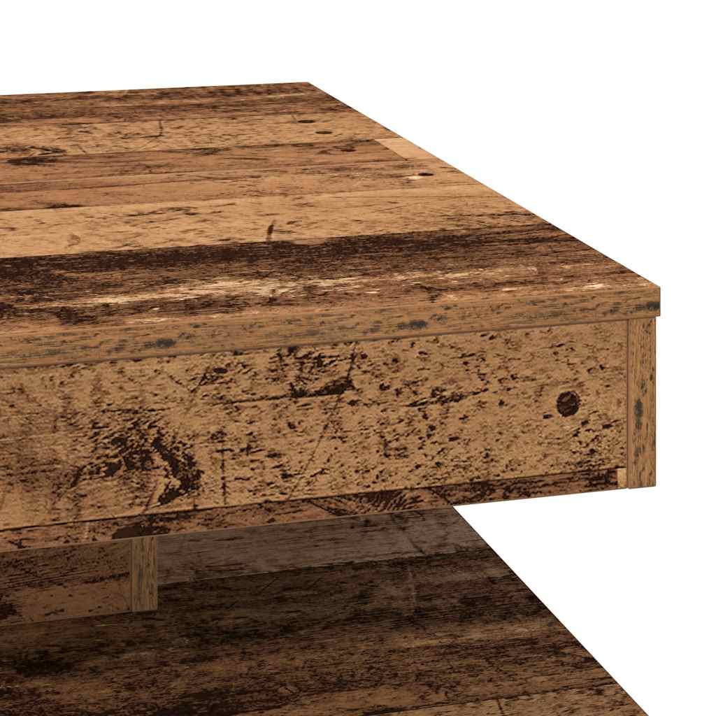 Salongbord 360-graders roterbart gammelt tre 70x70x34,5 cm