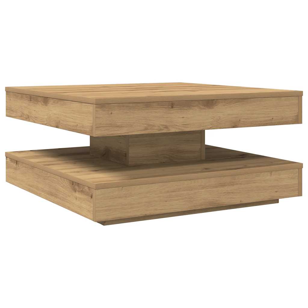 Salongbord 360-graders roterbart artisan eik 70x70x34,5 cm