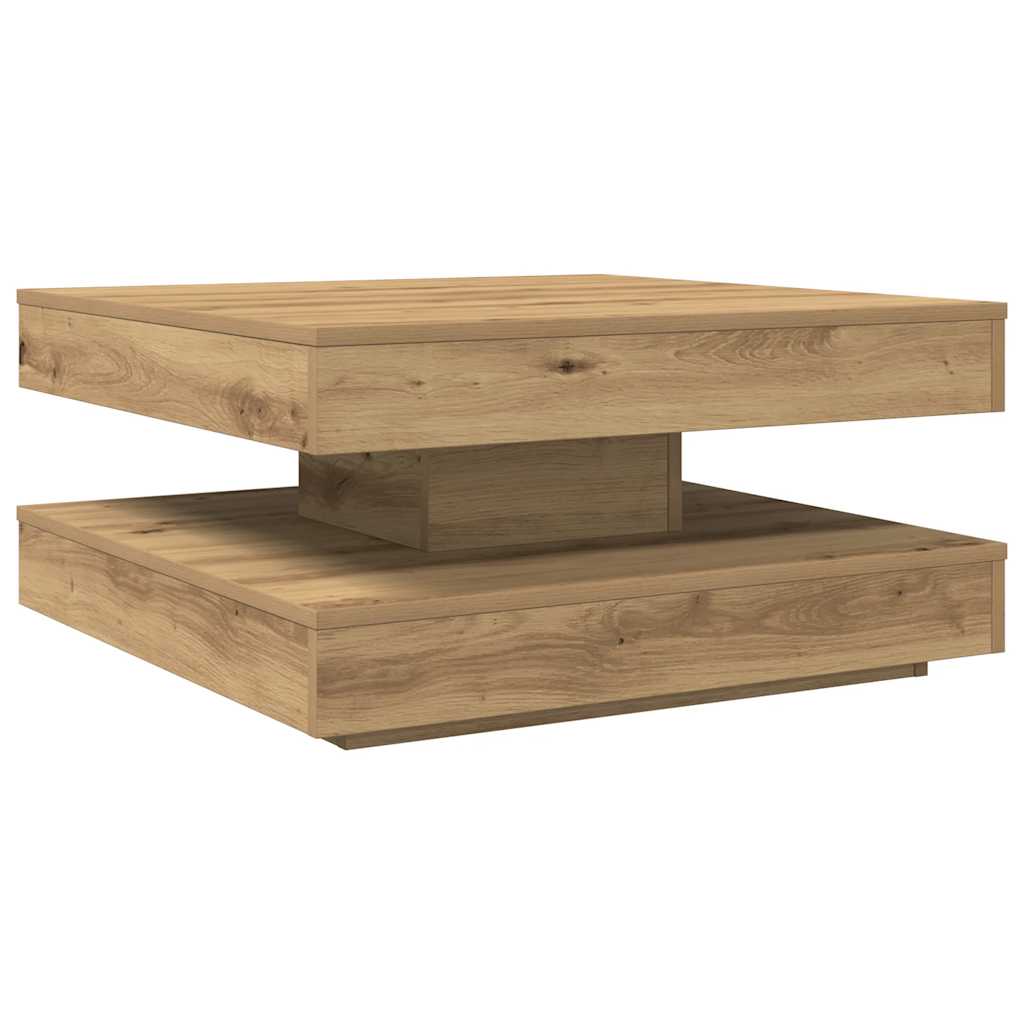 Salongbord 360-graders roterbart artisan eik 70x70x34,5 cm
