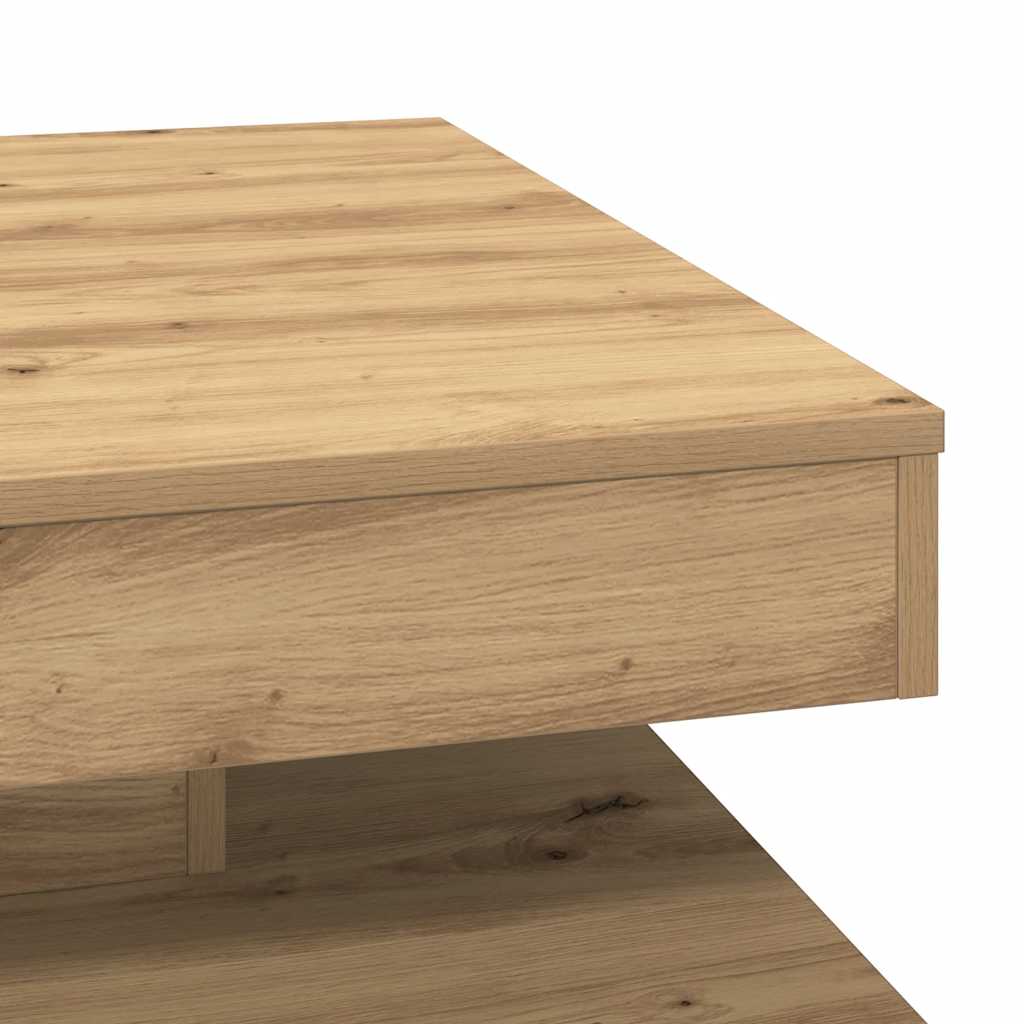 Salongbord 360-graders roterbart artisan eik 70x70x34,5 cm