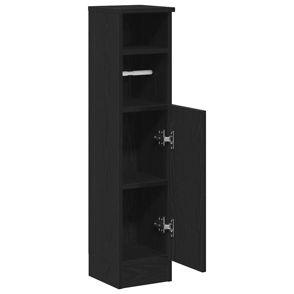 Baderomsskap med rulleholder svart 20,5x22x90 cm vidaXL