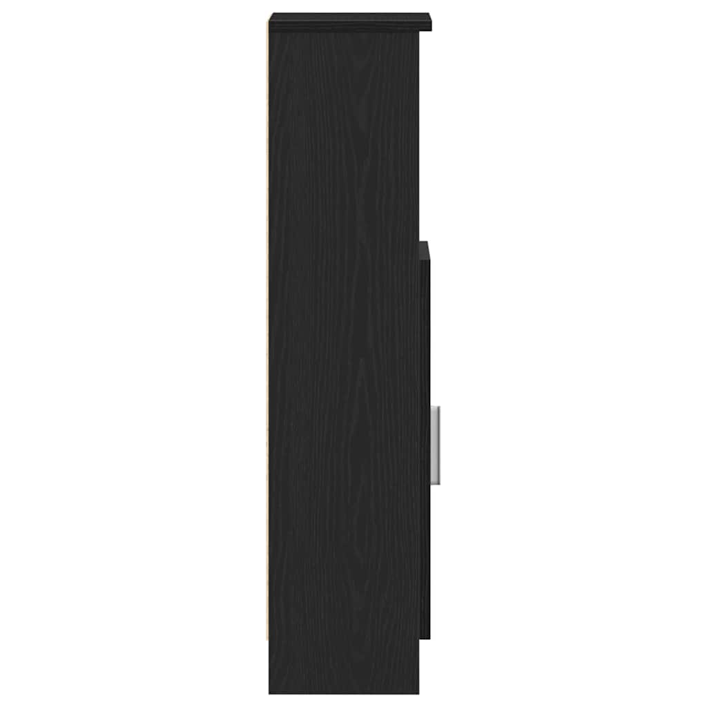 Baderomsskap med rulleholder svart 20,5x22x90 cm