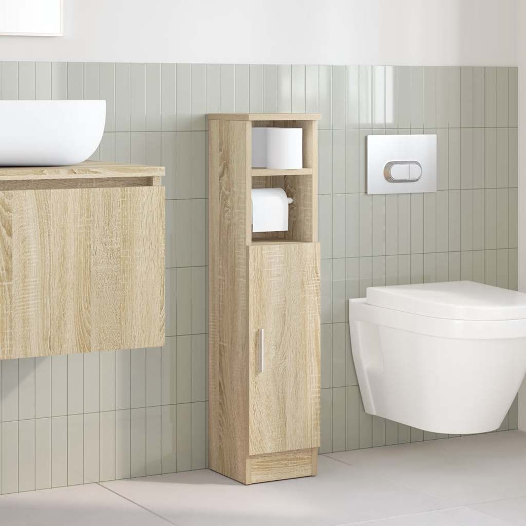 Baderomsskap med rulleholder sonoma eik 20,5x22x90 cm