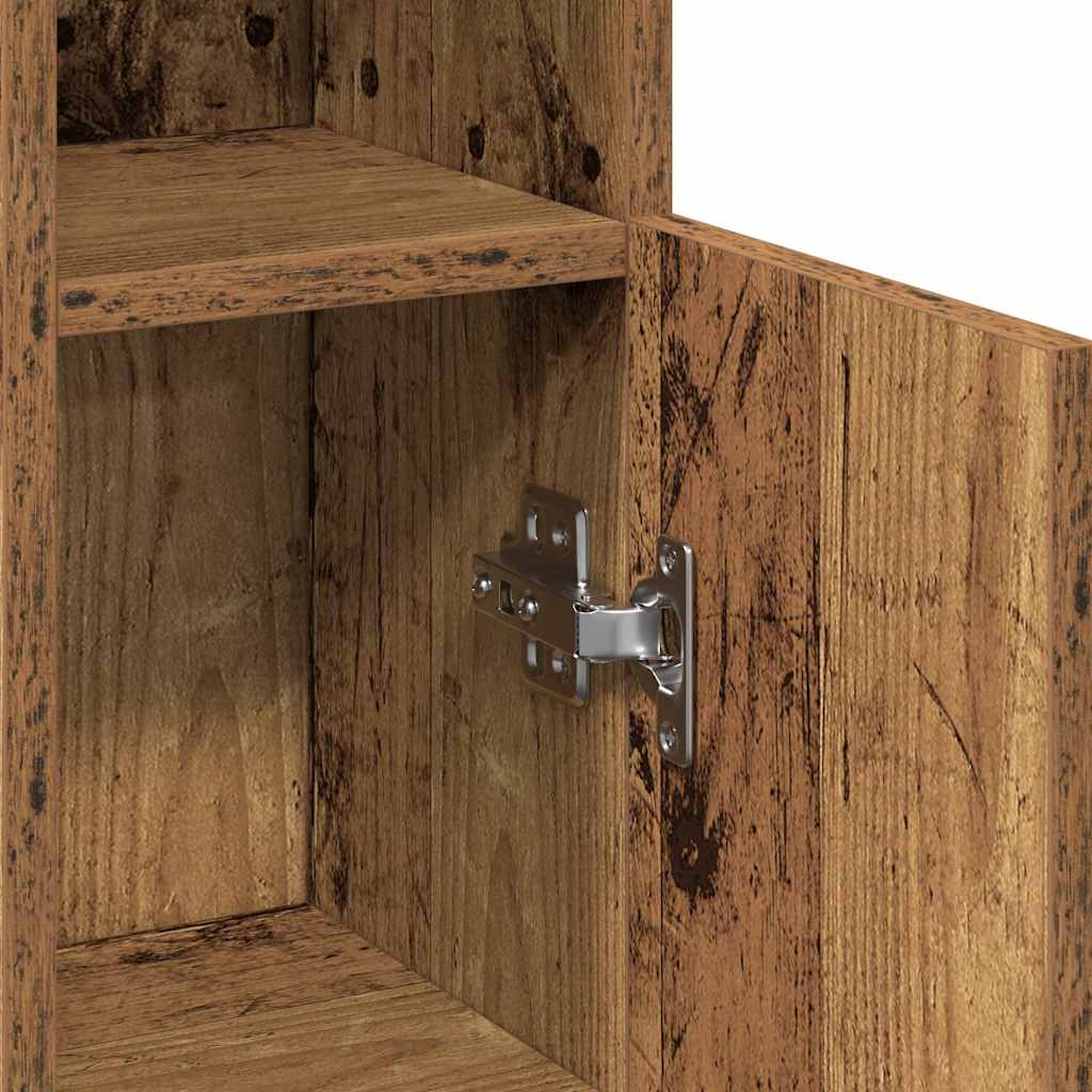 Baderomsskap med rulleholder gammelt tre 20,5x22x90 cm