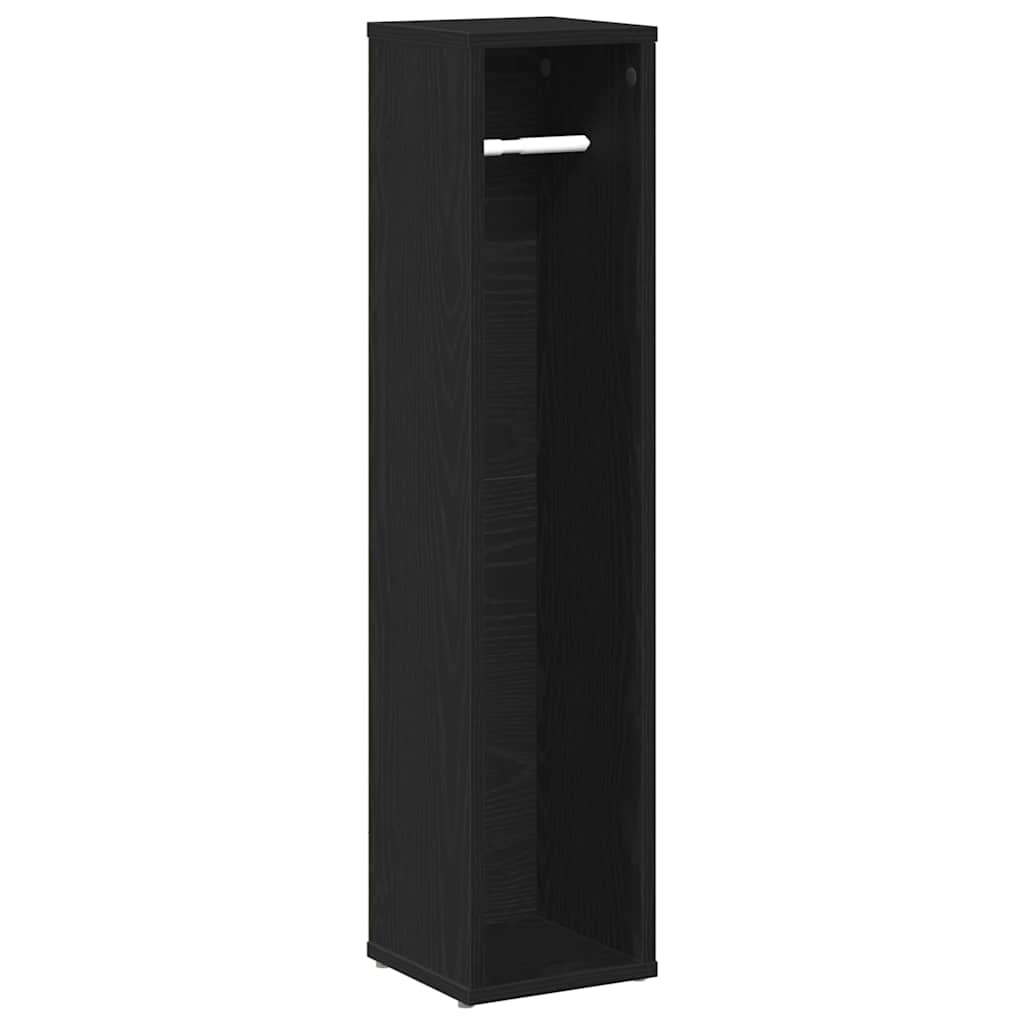 Baderomsskap med rulleholder svart 20,5x20x90 cm