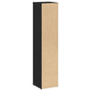 Baderomsskap med rulleholder svart 20,5x20x90 cm