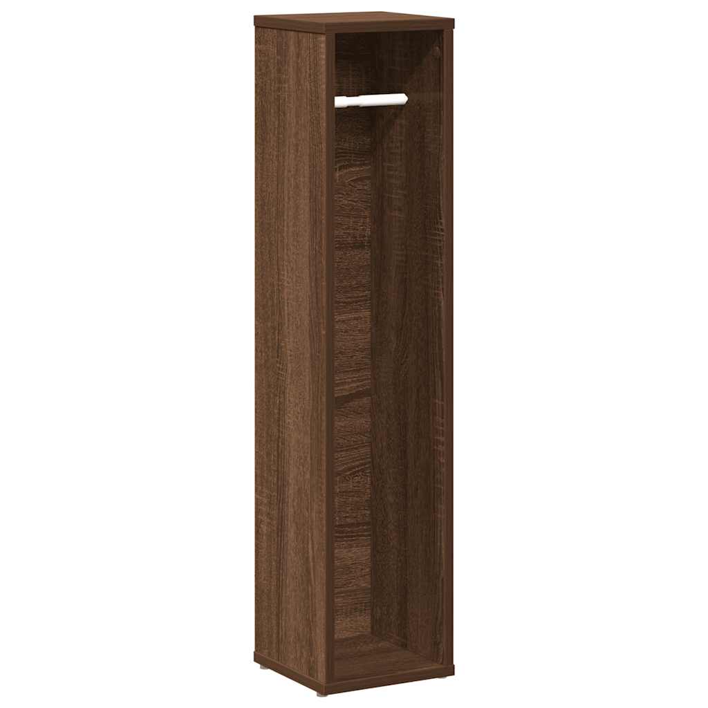 Baderomsskap med rulleholder brun eik 20,5x20x90 cm
