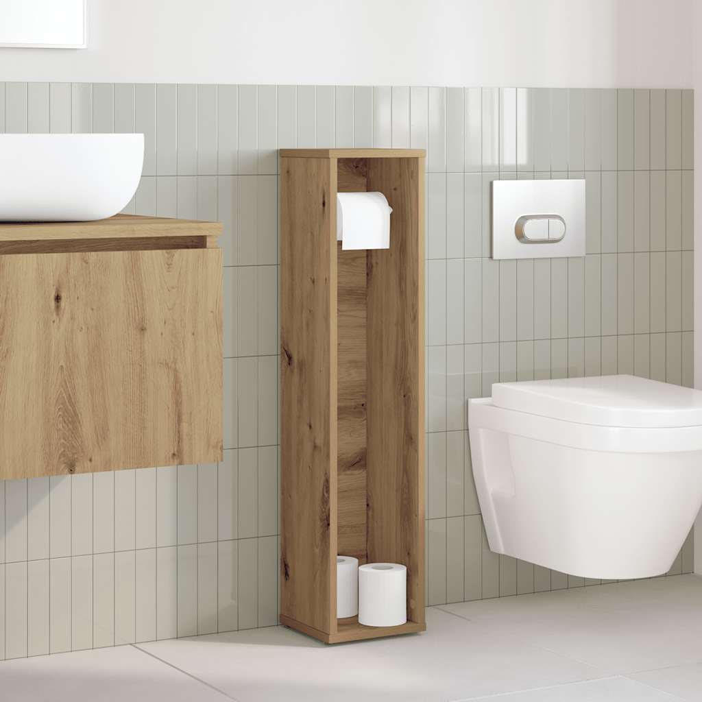 Baderomsskap med rulleholder artisan eik 20,5x20x90 cm