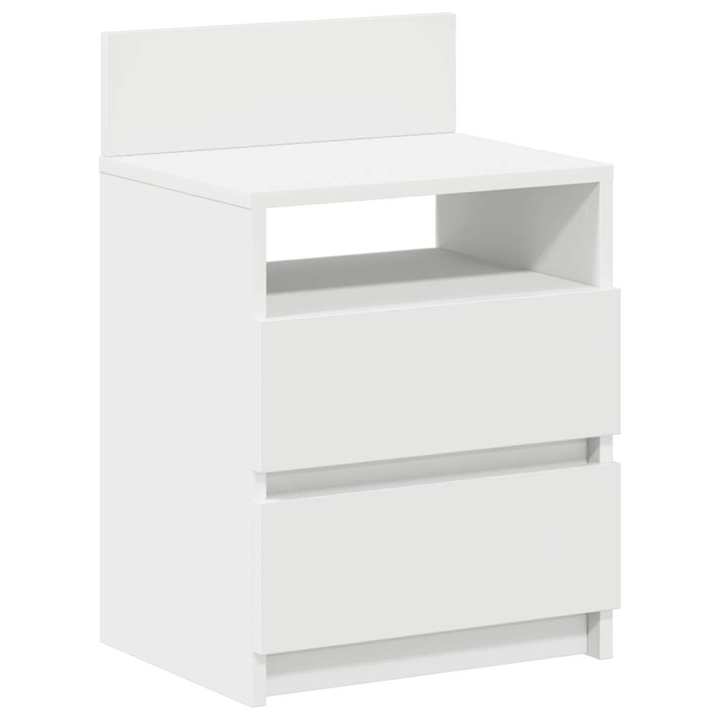 Nattbord 2 stk med 2 skuffer hvit 40x33x60 cm