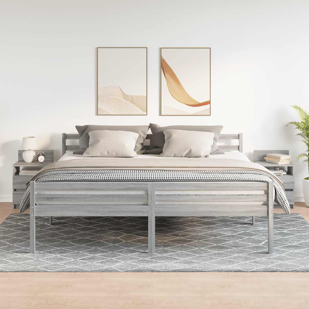 Nattbord 2 stk med 2 skuffer grå sonoma 40x33x60 cm