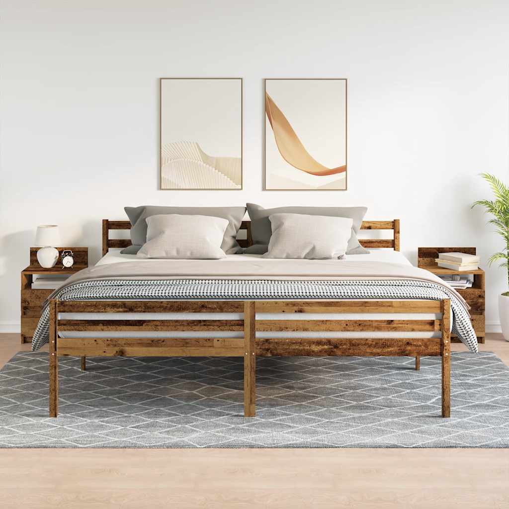 Nattbord 2 stk med 2 skuffer gammelt tre 40x33x60 cm