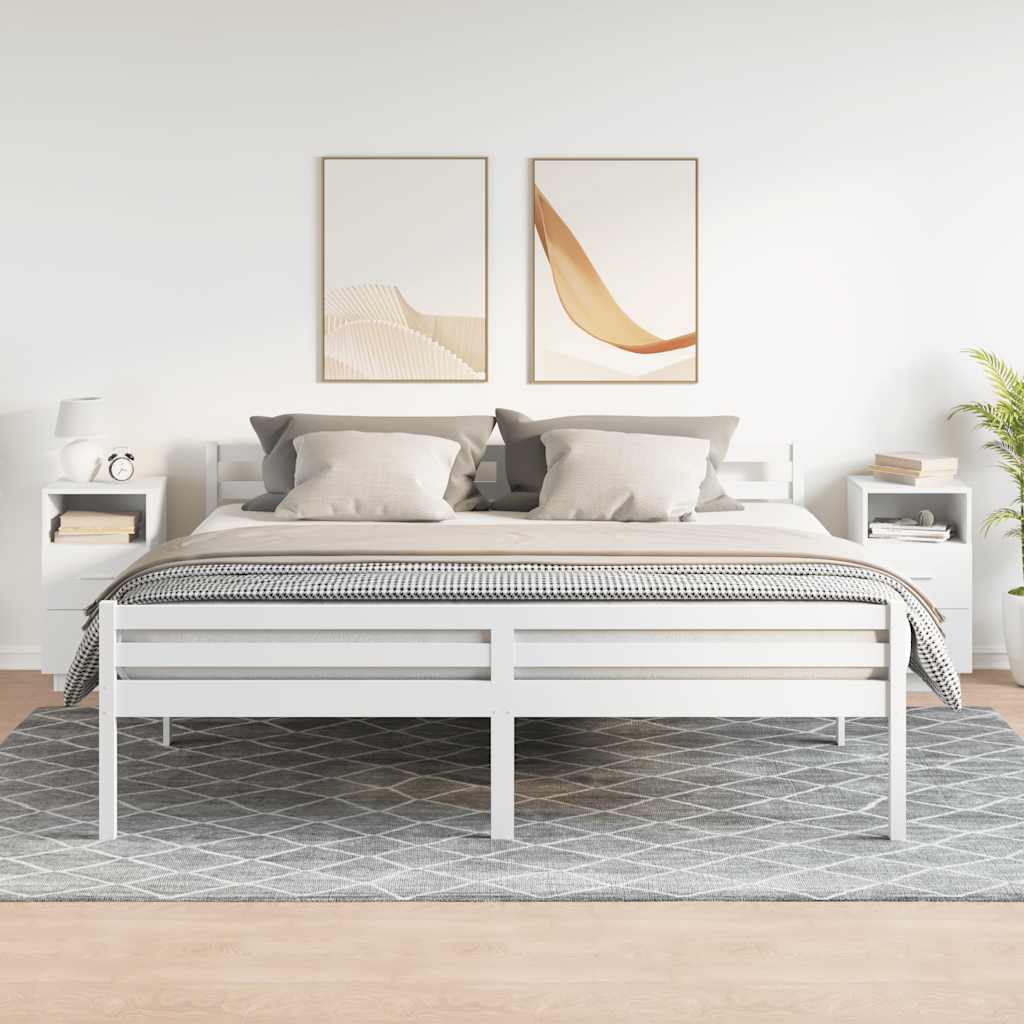 Nattbord 2 stk med 2 skuffer hvit 36x36x68 cm