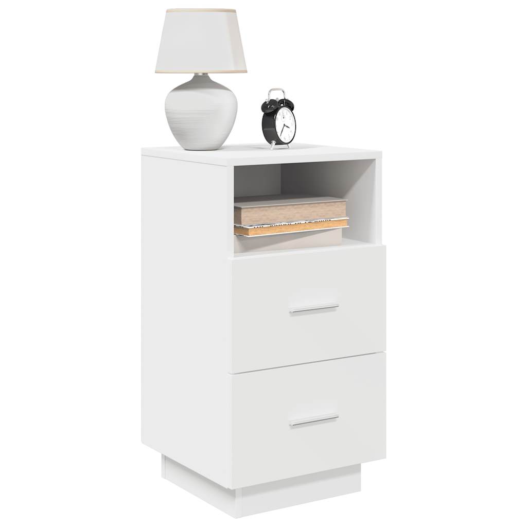 Nattbord 2 stk med 2 skuffer hvit 36x36x68 cm