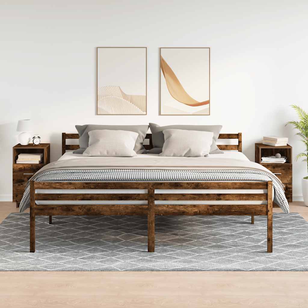 Nattbord 2 stk med 2 skuffer røkt eik 36x36x68 cm