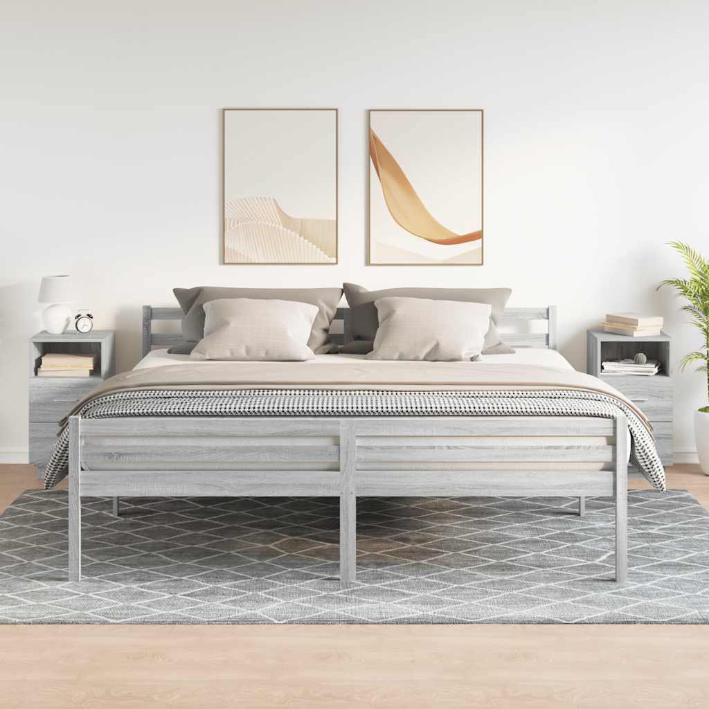 Nattbord 2 stk med 2 skuffer grå sonoma 36x36x68 cm