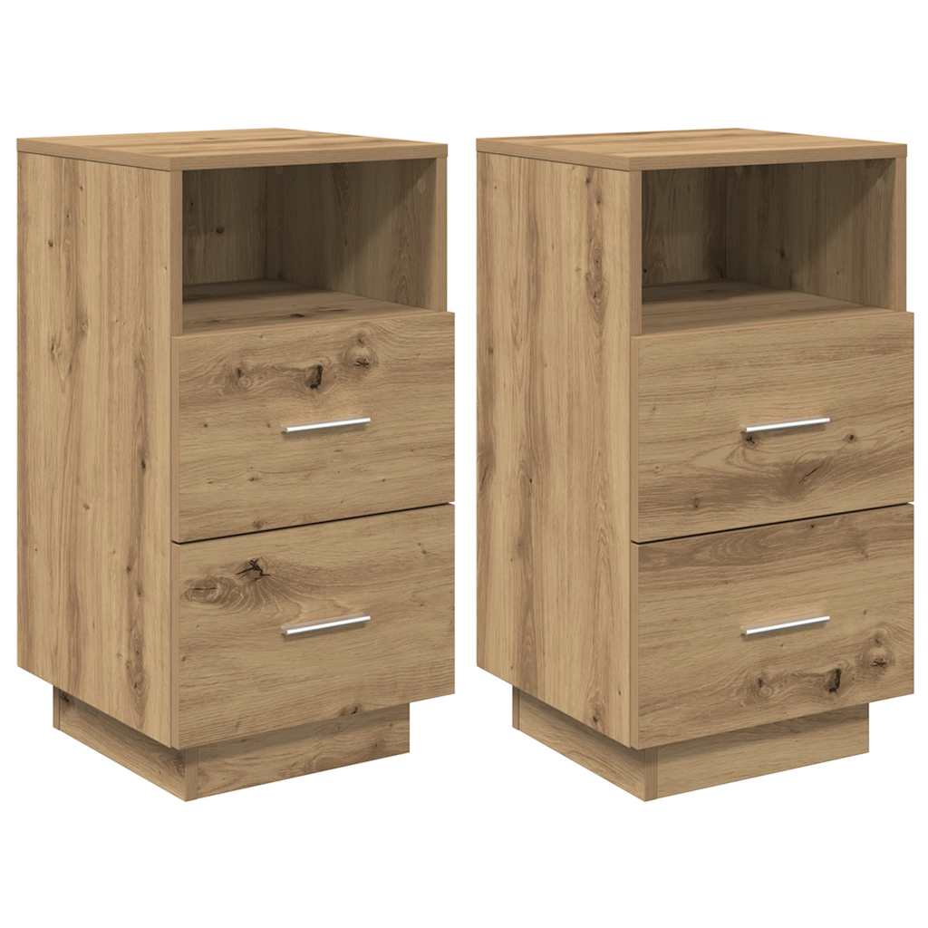 Nattbord 2 stk med 2 skuffer artisan eik 36x36x68 cm
