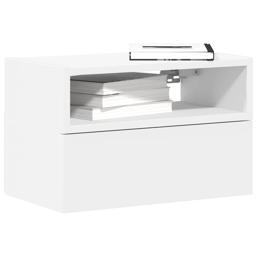 Veggmontert nattbord hvit 45x26x28,5 cm