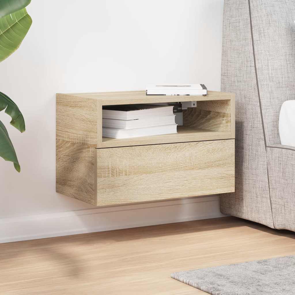 Veggmontert nattbord sonoma eik 45x26x28,5 cm