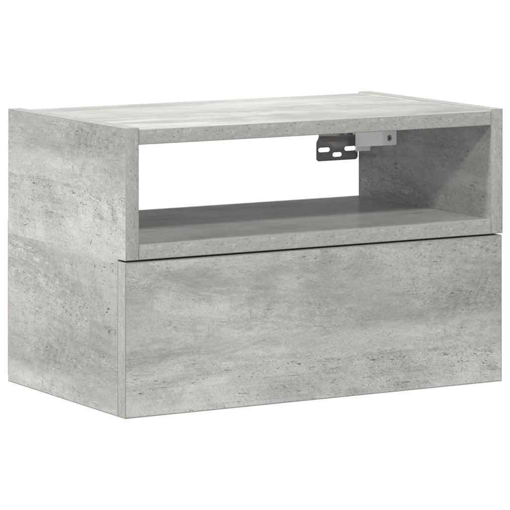 Veggmontert nattbord betonggrå 45x26x28,5 cm
