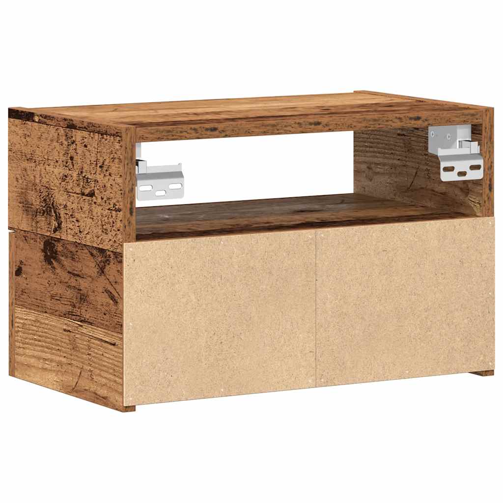 Veggmontert nattbord gammelt tre 45x26x28,5 cm