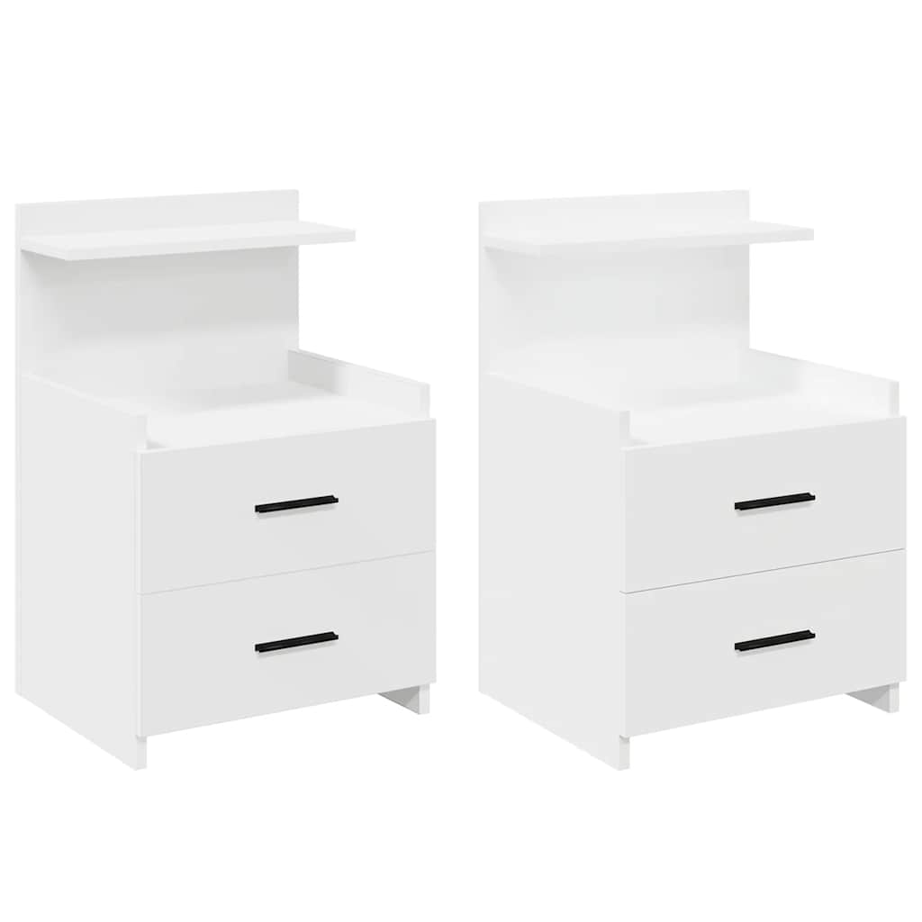 Nattbord 2 stk med 2 skuffer hvit 40x36,5x62 cm