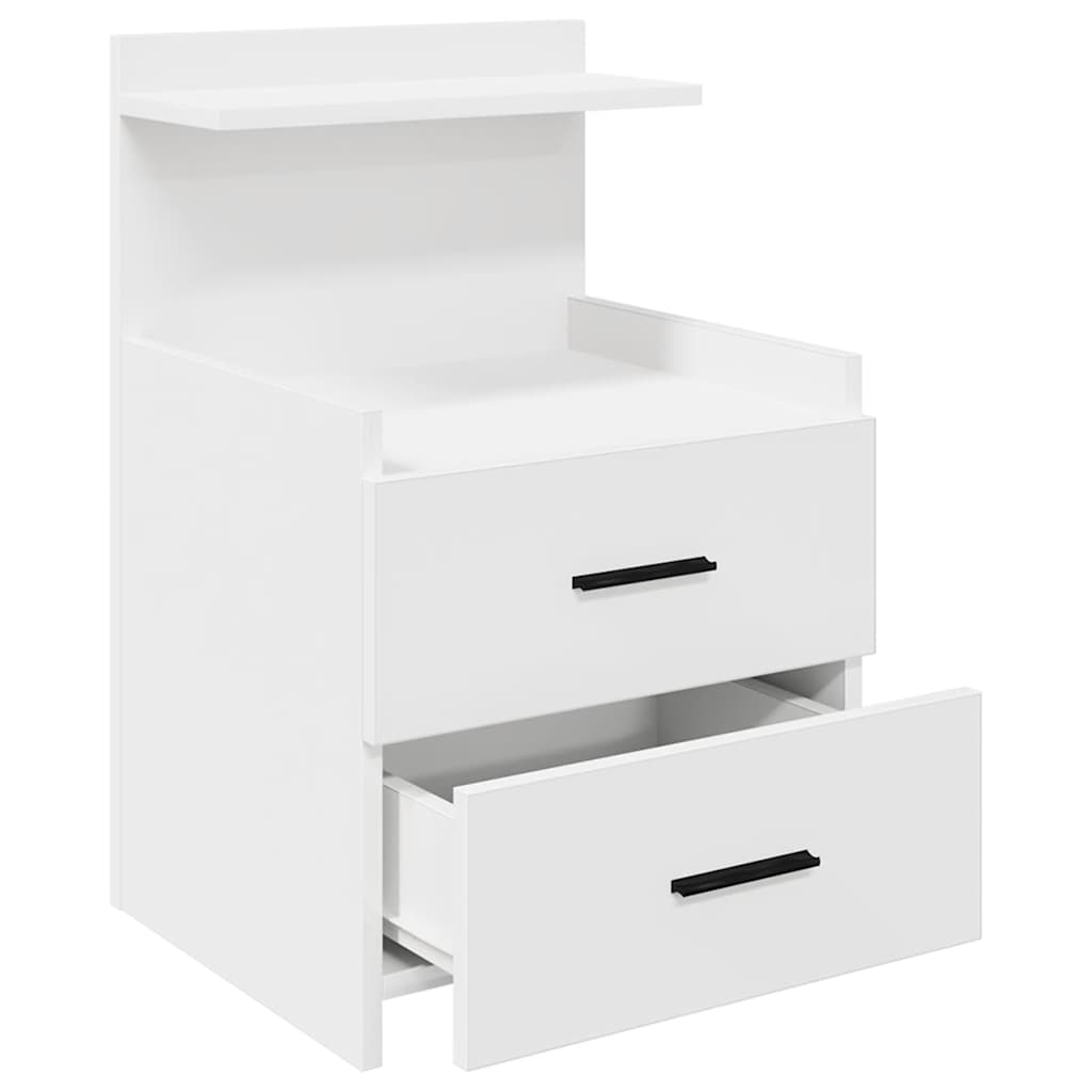 Nattbord 2 stk med 2 skuffer hvit 40x36,5x62 cm