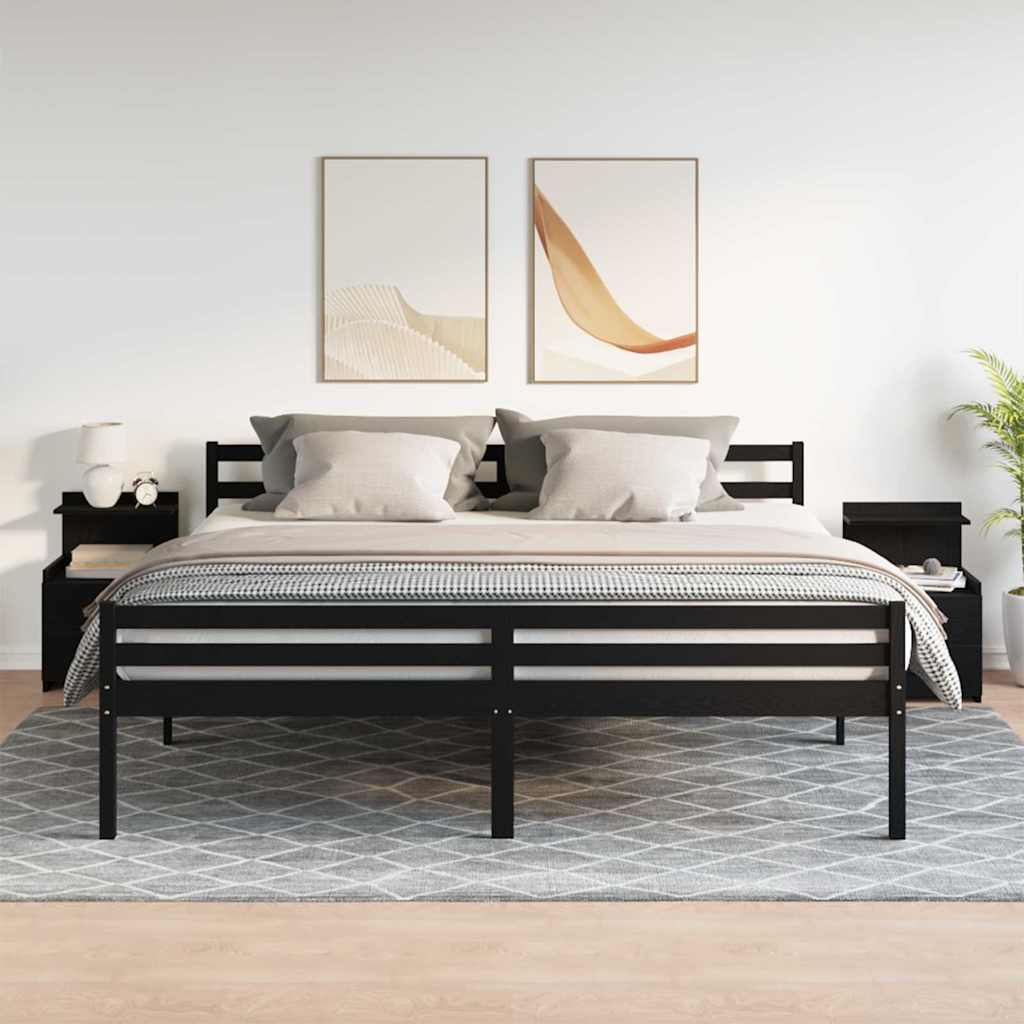 Nattbord 2 stk med 2 skuffer svart 40x36,5x62 cm