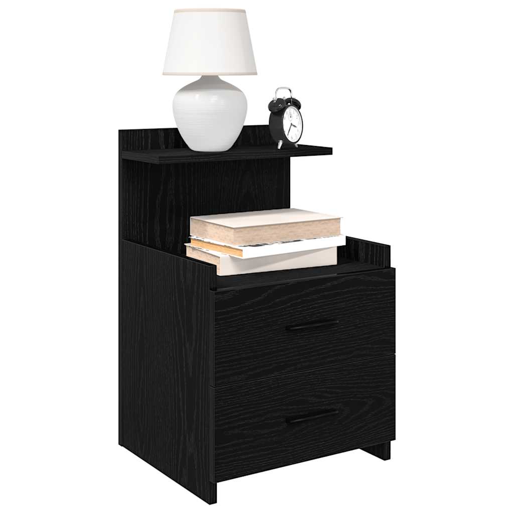 Nattbord 2 stk med 2 skuffer svart 40x36,5x62 cm
