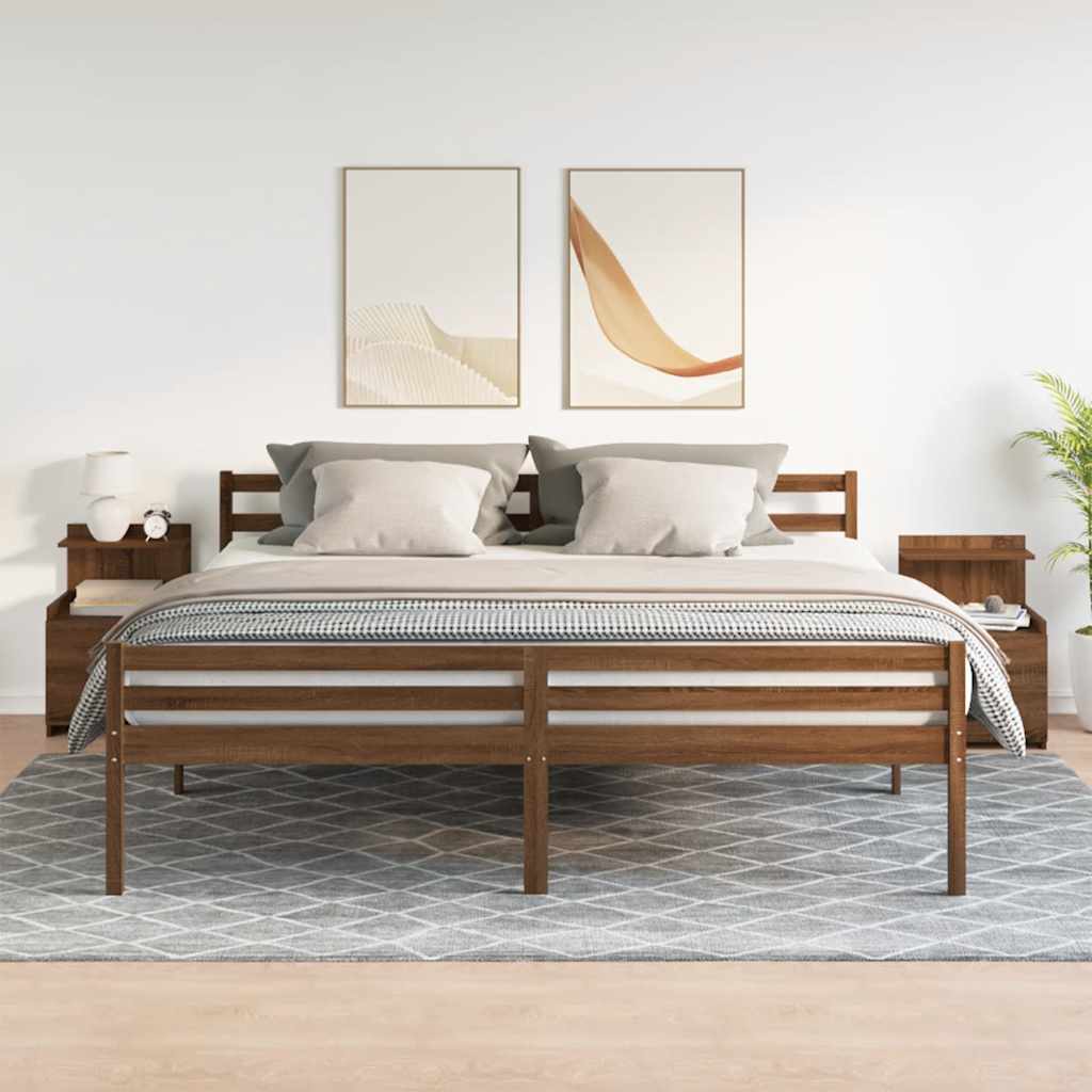 Nattbord 2 stk med 2 skuffer brun eik 40x36,5x62 cm