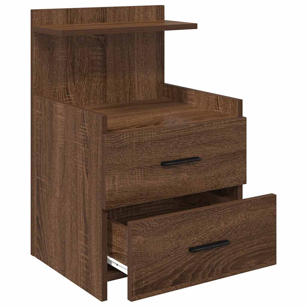 Nattbord 2 stk med 2 skuffer brun eik 40x36,5x62 cm