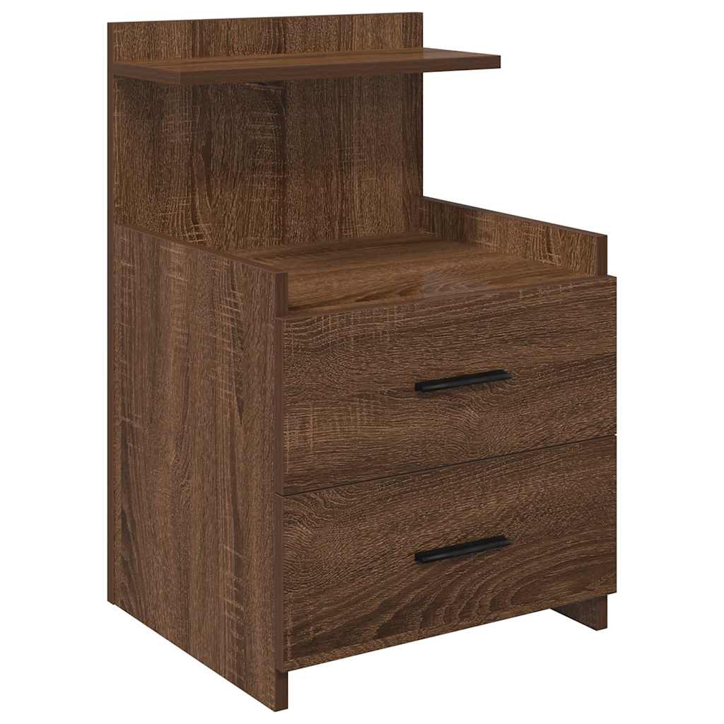 Nattbord 2 stk med 2 skuffer brun eik 40x36,5x62 cm