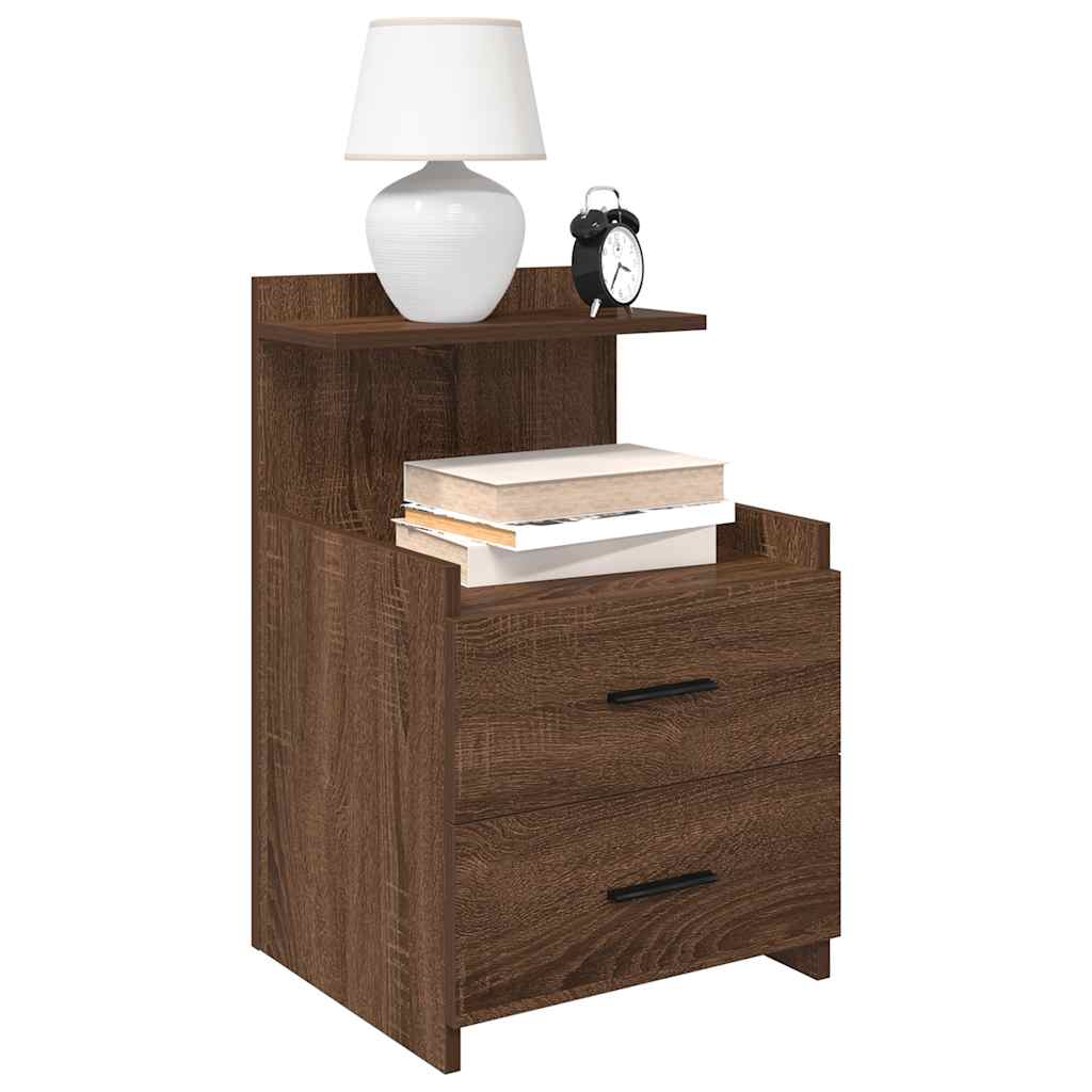 Nattbord 2 stk med 2 skuffer brun eik 40x36,5x62 cm