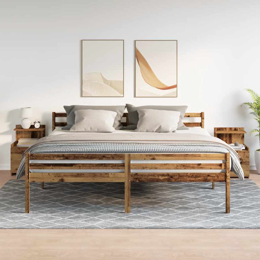 Nattbord 2 stk med 2 skuffer gammelt tre 40x36,5x62 cm