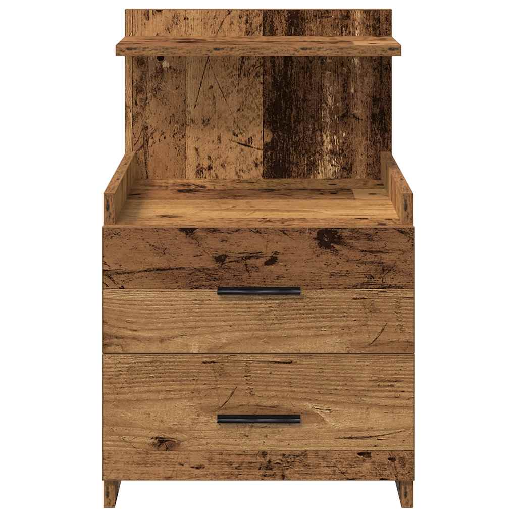 Nattbord 2 stk med 2 skuffer gammelt tre 40x36,5x62 cm