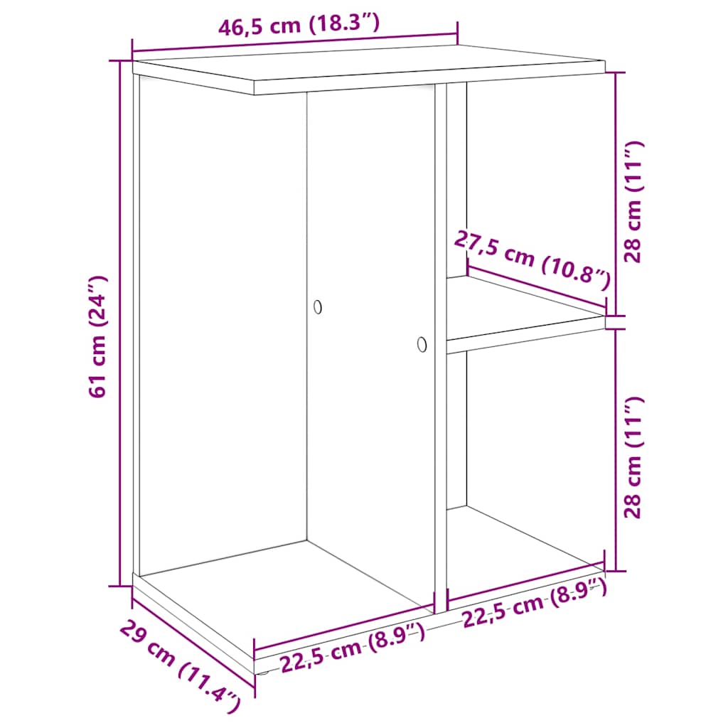 Nattbord 2 stk betonggrå 46,5x29x61 cm konstruert tre