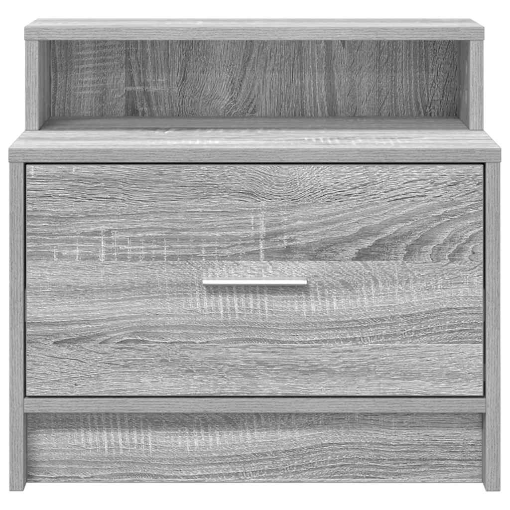 Nattbord med skuff 2 stk grå sonoma 51x31x47 cm