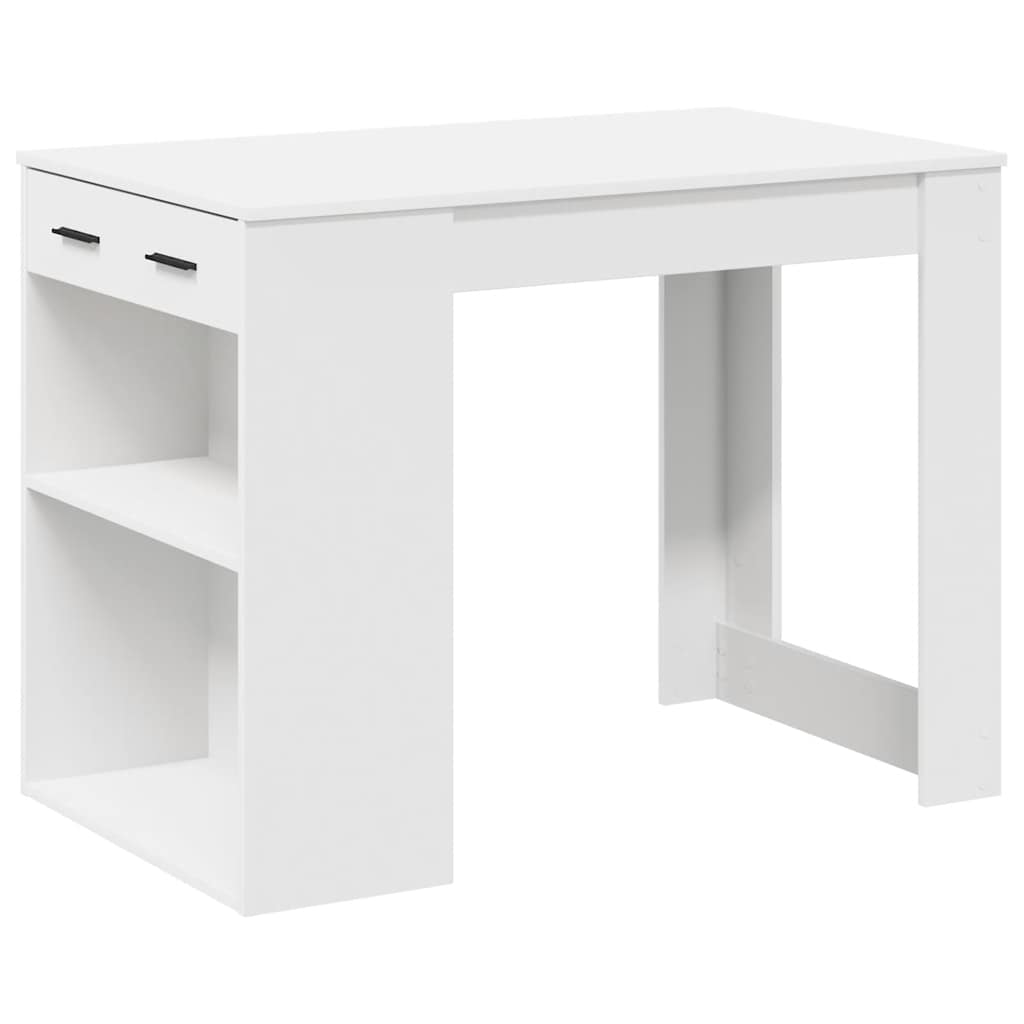 Skrivebord med skuff og hylle hvit 102x62x77,5cm konstruert tre
