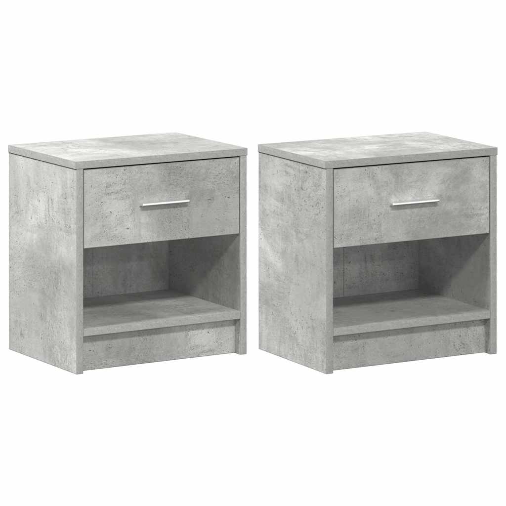 Nattbord 2 stk med skuff betonggrå 39x28x41 cm
