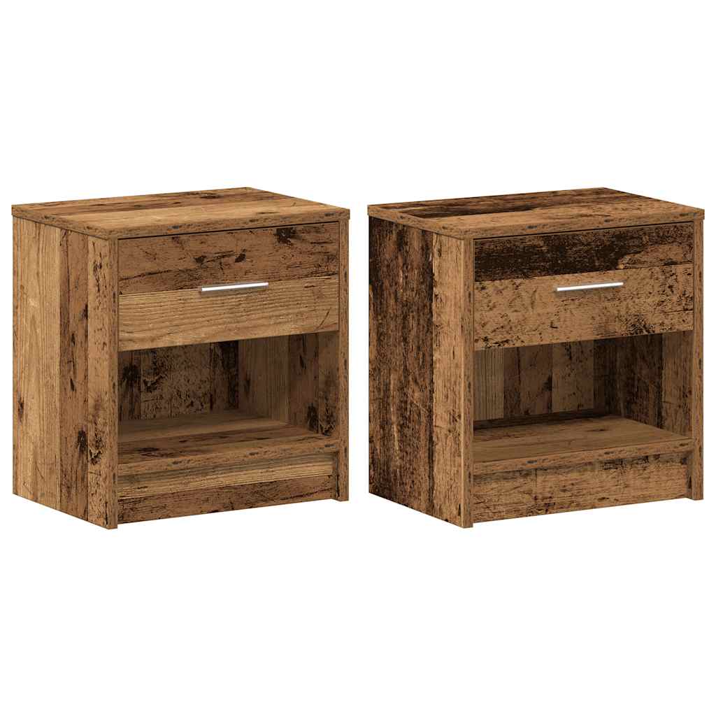 Nattbord 2 stk med skuff gammelt tre 39x28x41 cm vidaXL