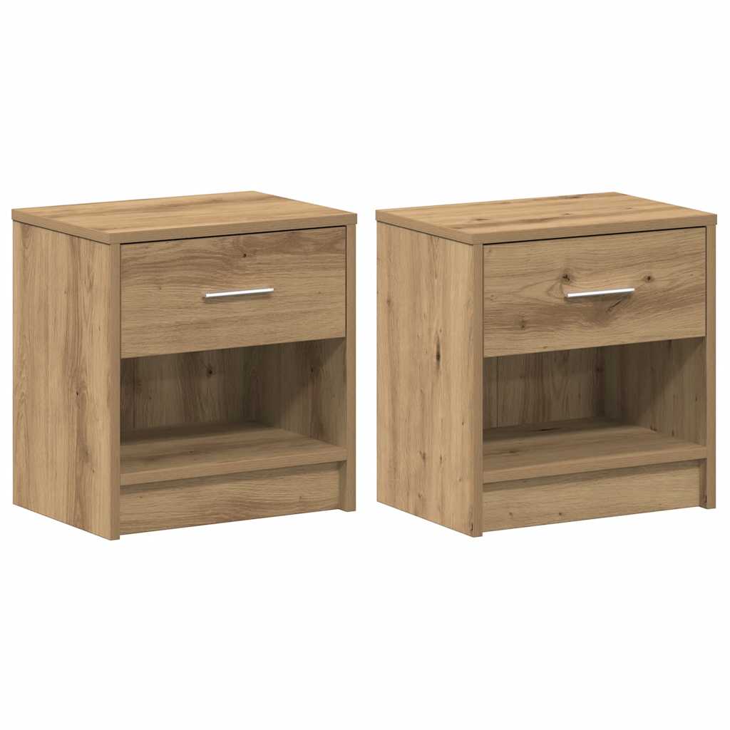Nattbord 2 stk med skuff artisan eik 39x28x41 cm vidaXL