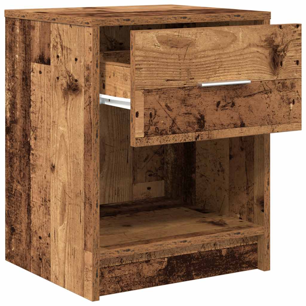 Nattbord 2 stk med skuff gammelt tre 40x34x50 cm
