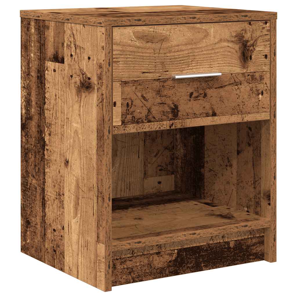 Nattbord 2 stk med skuff gammelt tre 40x34x50 cm