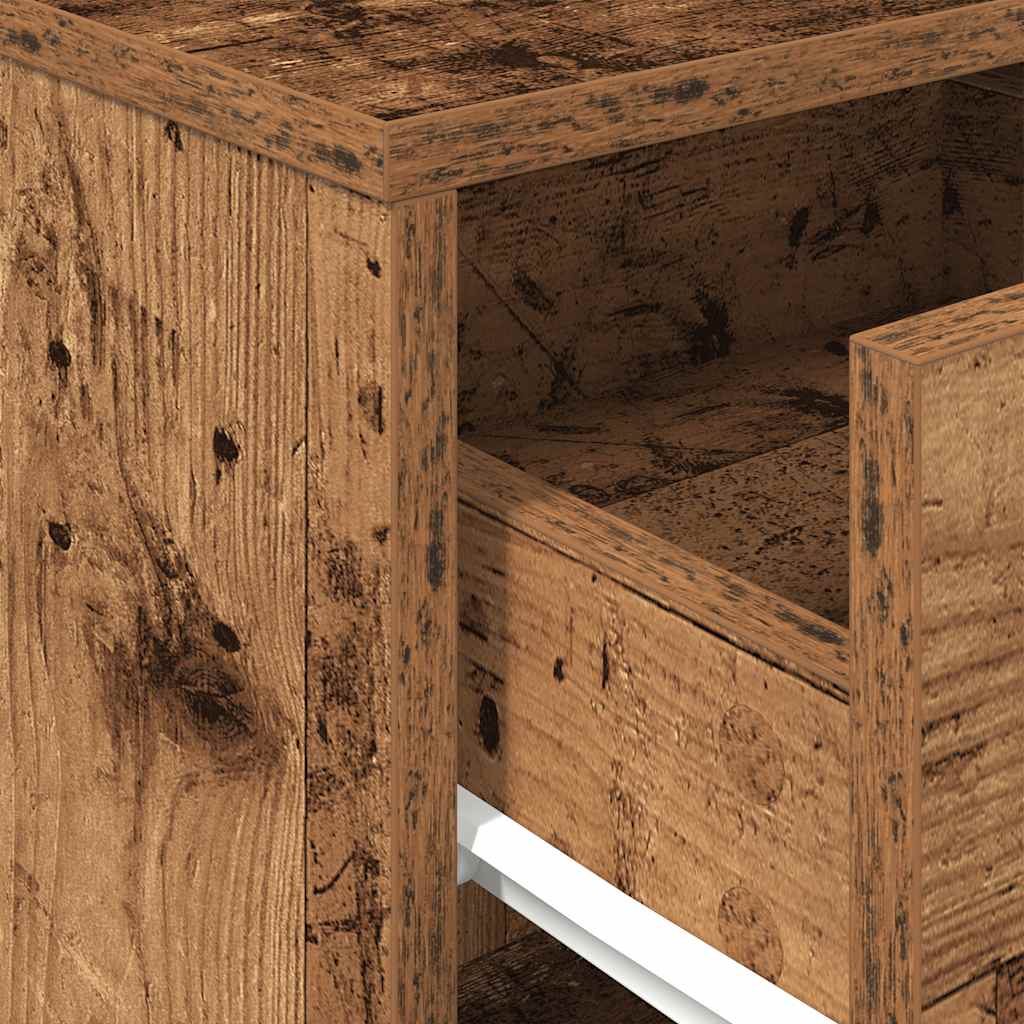 Nattbord 2 stk med skuff gammelt tre 40x34x50 cm